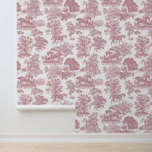 Classy Elegant Rustiek Roze Paard Toile Behang
