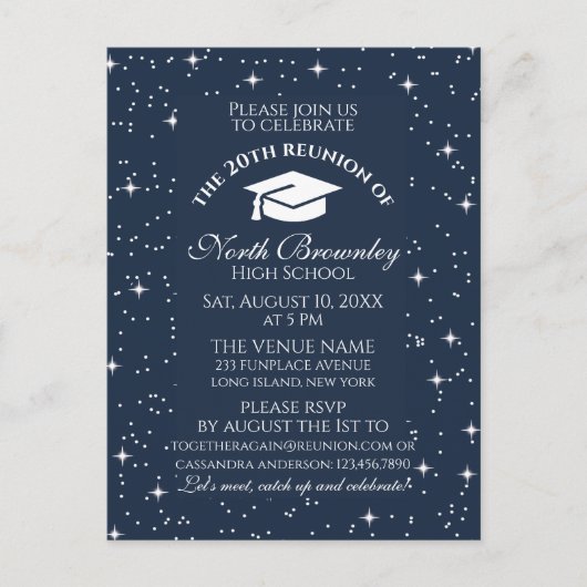 Classy, Elegant School Reunion Ontwerpuitnodiging Briefkaart (Voorkant)