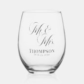 Classy Elegant Script meneer en mevrouw Gepersonal Wijnglas Zonder Voet (Voorkant)