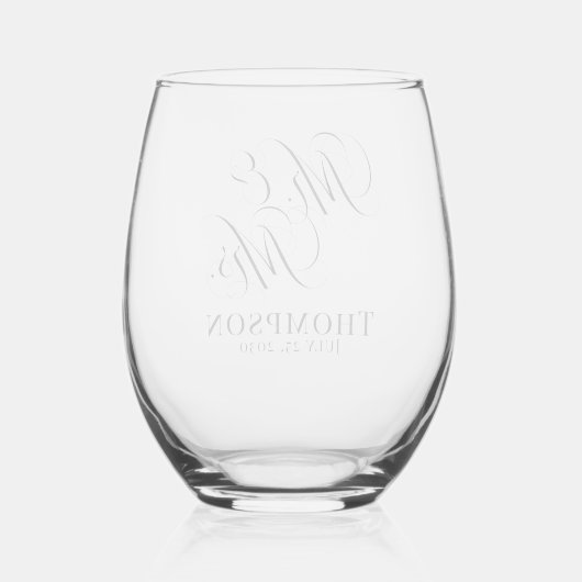 Classy Elegant Script meneer en mevrouw Gepersonal Wijnglas Zonder Voet (Achterkant)