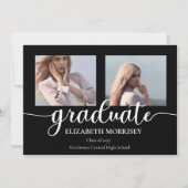 Classy Elegant Script Text Graduate 3 Photo Aankondiging (Voorkant)
