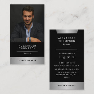 Classy Elegant Silver CEO Professional Foto Visitekaartje