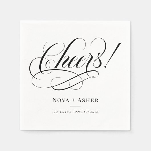 Classy Elegant Simple Cheers Gepersonaliseerde bru Servet (Voorkant)