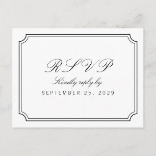 Classy Elegant Simple White Response RSVP Briefkaa Uitnodiging Briefkaart