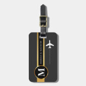 Classy Elegant Traveller Gold Metal monogram Naam Bagagelabel (Voorkant verticaal)