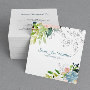 Classy elegant waterverf foliage bruiloft planner vierkante visitekaartje