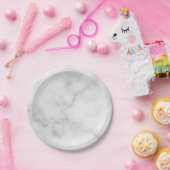 Classy Elegant White Marble Pattern Papieren Bordje (Feest)