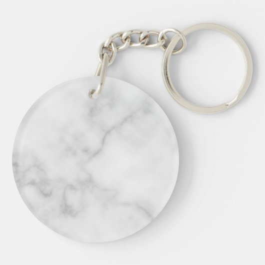 Classy Elegant White Marble Pattern Sleutelhanger (Achterkant)