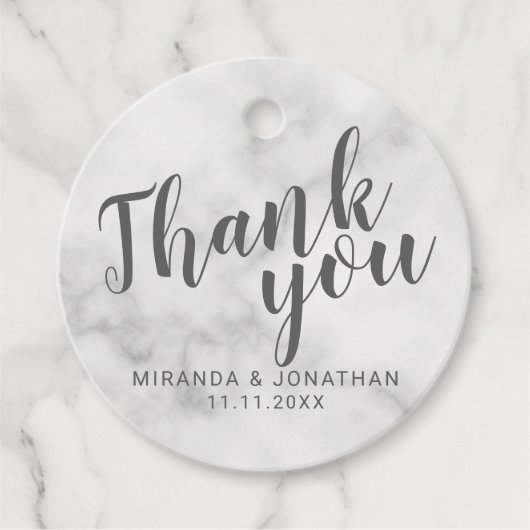 Classy Elegant White Marble Wedding Bedankt Bedankjes Labels (Voorkant)