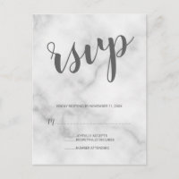 Classy Elegant White Marble Wedding RSVP