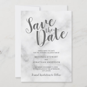 Classy Elegant White Marble Wedding Save the Date