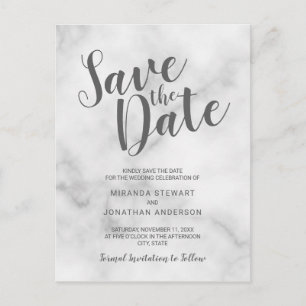 Classy Elegant White Marble Wedding Save the Date Aankondigingskaart