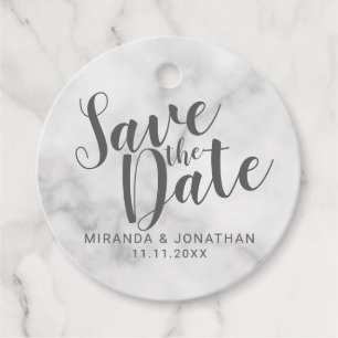 Classy Elegant White Marble Wedding Save the Date Bedankjes Labels