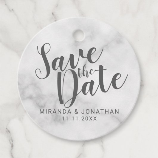 Classy Elegant White Marble Wedding Save the Date Bedankjes Labels (Voorkant)
