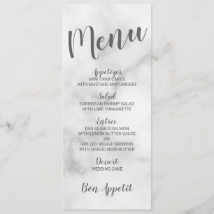 Classy Elegant Wit Marmer Bruiloft Menu