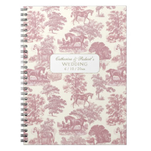 Classy Elegant Zacht Roze Paarden Toile met Naam Notitieboek