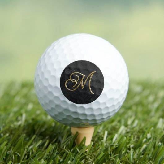 Classy Elegant Zwart en Goud  Monogrammed Golfballen (Insitu Shirt)