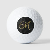 Classy Elegant Zwart en Goud  Monogrammed Golfballen (Voorkant)