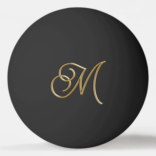 Classy Elegant Zwart en Goud Monogrammed Pingpongballen (Voorkant)