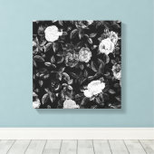 Classy Elegant Zwart-Wit Roses Canvas Afdruk (Insitu (Houten vloer))