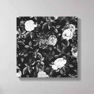 Classy Elegant Zwart-Wit Roses Canvas Afdruk