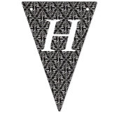 Classy Elegant Zwart Wit Verjaardag Damask Vlaggetjes (Eerste vlag)