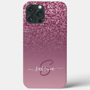 Classy Elegante Paarse Glitter Monogrammed Naam iPhone 13 Pro Max Hoesje