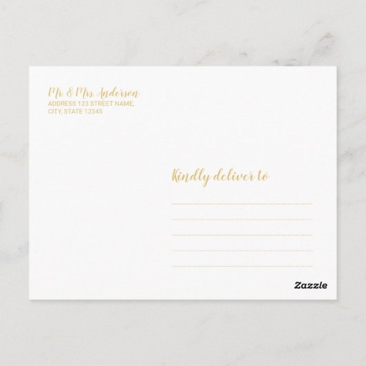 Classy Elegante Witte en Gouden Huwelijk Dank u Briefkaart (Achterkant)