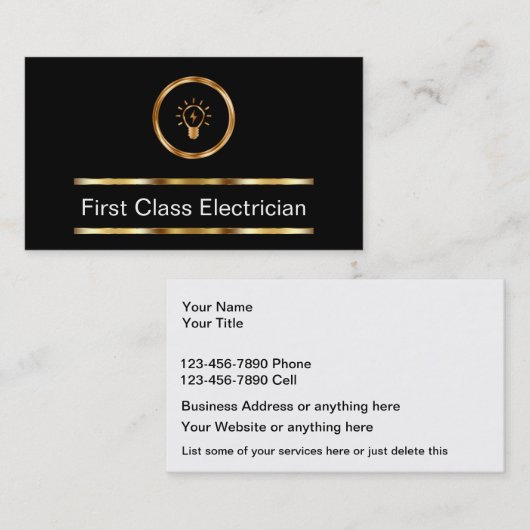 Classy Elektricien Upscale Visitekaartje (Voorkant / Achterkant)