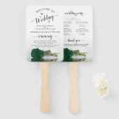 Classy Emerald Green Roos Elegant Wedding Programm Handwaaier (Voorkant en achterkant)