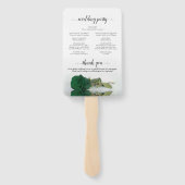 Classy Emerald Green Roos Elegant Wedding Programm Handwaaier (Achterkant)