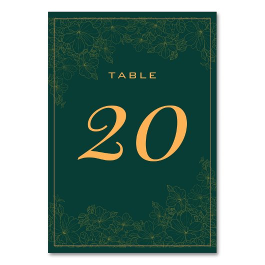 Classy Emerald Green Subtle Table Number Kaart (Achterkant)