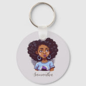 Classy en Elegant Afro Woman Sleutelhanger (Achterkant)