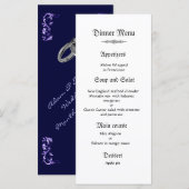 Classy en elegant blauw bruiloft diner menu (Voorkant / Achterkant)