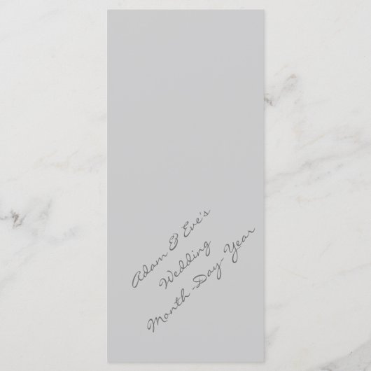 Classy en elegant huwelijksdiner menu (Achterkant)