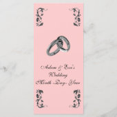 Classy en elegante roze bruiloft diner menu (Achterkant)