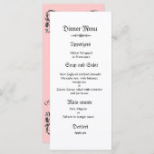Classy en elegante roze bruiloft diner menu (Voorkant / Achterkant)