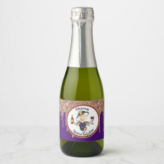 Classy en Fun Personalized Birthday Toast Sparkling Wijnetiket (Voorkant)