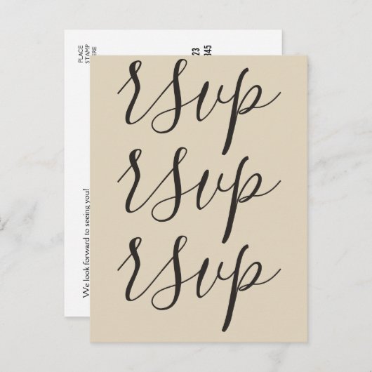 Classy en Sophisticated "rsvp" Briefkaart (Voorkant / Achterkant)