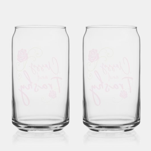 Classy en Trashy Pink Rose Blikvorm Glas (Achterkant)