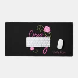 Classy en Trashy Pink Rose gepersonaliseerd Bureaumat