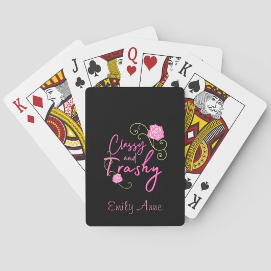 Classy en Trashy Pink Rose gepersonaliseerd Pokerkaarten (Achterkant)