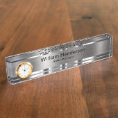 Classy Executive Gift Silver Tone Desk Name Bord Naambordje (Zijkant)