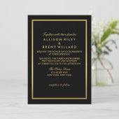 Classy Faire-part de mariage Gold Foil - Noir (Debout devant)