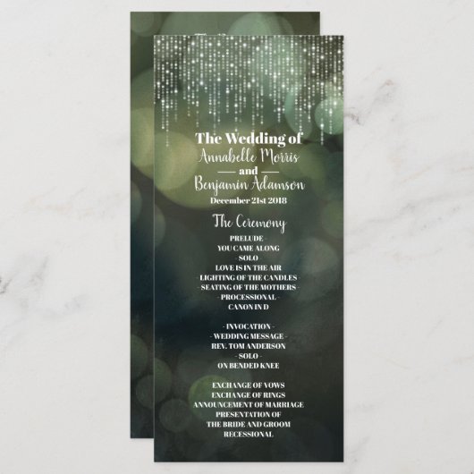 Classy Fairy string van licht groen bruiloft progr Programma (Voorkant / Achterkant)