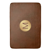 Classy Faux Brown Textuur & Goud Initiaal Naam Badmat (Voorkant Verticaal)