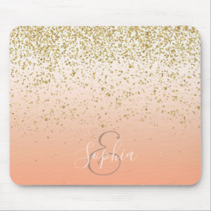 Classy faux gold confetti blush gradiënt afbeeldi muismat