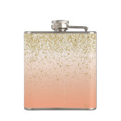 Classy faux gold confetti blush gradiënt afbeeldin heupfles (Achterkant)