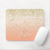 Classy faux gold confetti blush gradiënt afbeeldin muismat (Met muis)