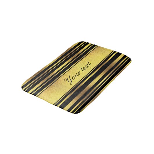 Classy Faux Gold Foil en Black Stripes Badmat (Gekanteld)